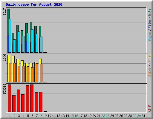 Daily usage for August 2026